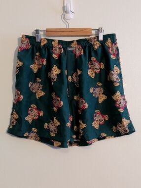 VINTAGE LA SENZA teddy bear print silk lounge shorts - size m